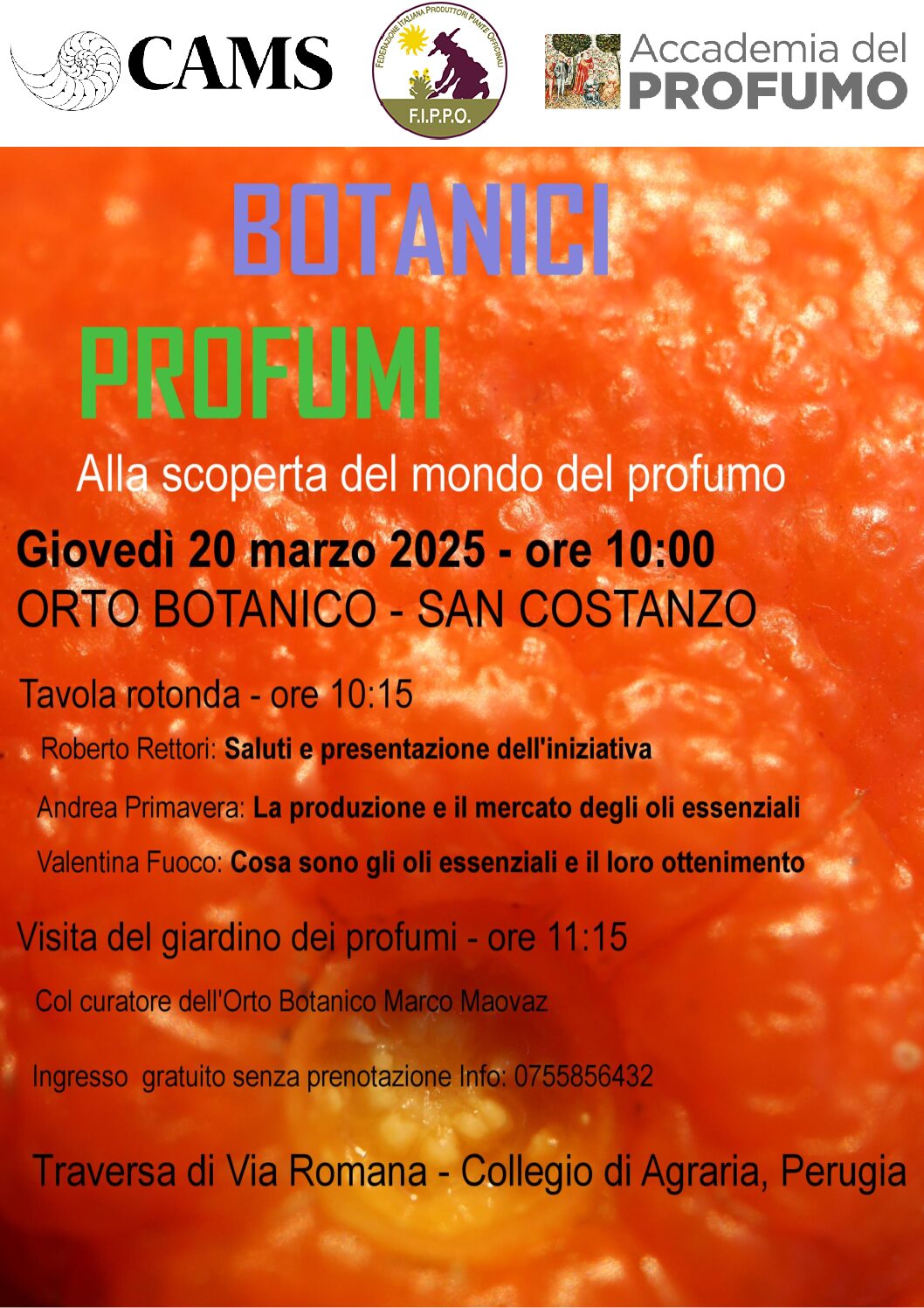 locandina giornata del profumo Botanici profumi - Orto Botanico di Perugia - Accademia del Profumo